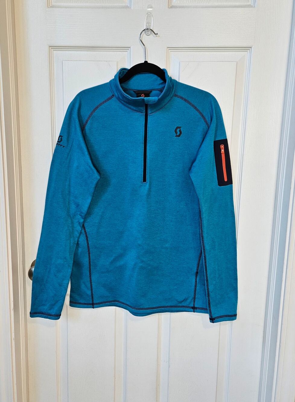 SCOTT Men’s 1/2 Zip Pullover Large Teal Blue Performance Outdoor Hiking